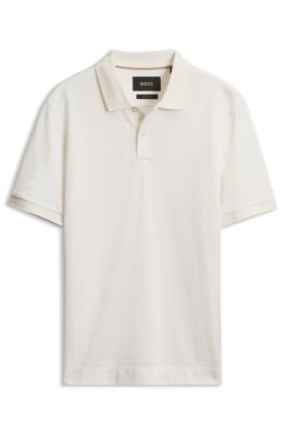 Cotton-silk polo shirt, White