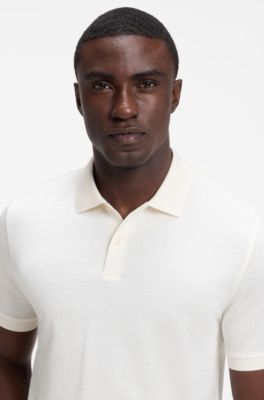 Cotton-silk polo shirt, White