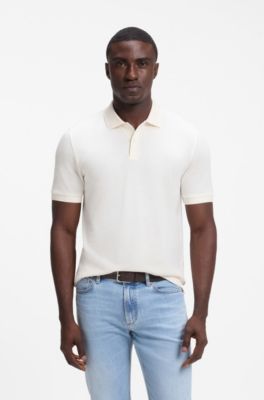 Cotton-silk polo shirt, White