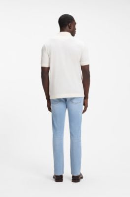 Cotton-silk polo shirt, White
