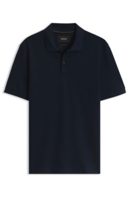 Polo de algod&oacute;n y seda, Azul oscuro