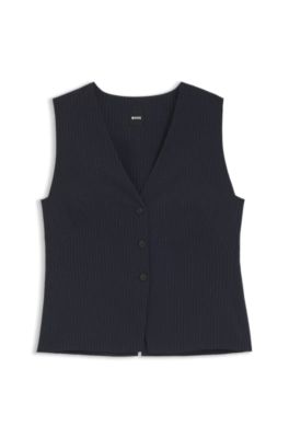 Slim-fit vest in pinstripe stretch crepe, Patterned