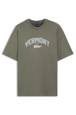 Oversized-fit cotton T-shirt with graphic print, Light Green