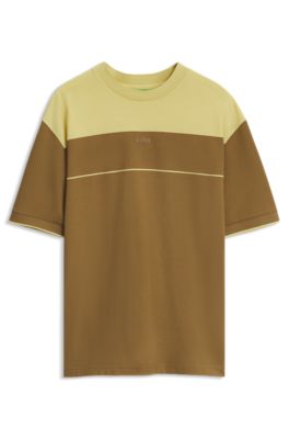 T-shirt en piqu&eacute; de coton, Marron