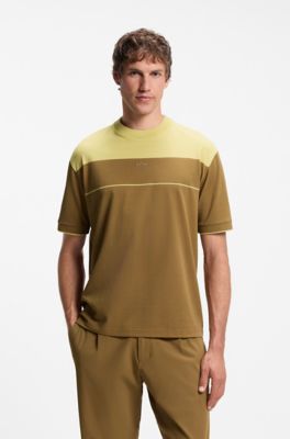 T-shirt en piqu&eacute; de coton, Marron