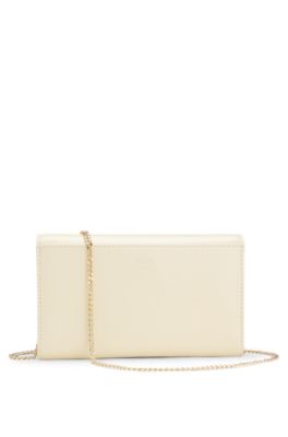 Bolso de mano de piel con monograma Double&nbsp;B met&aacute;lico, Beige claro