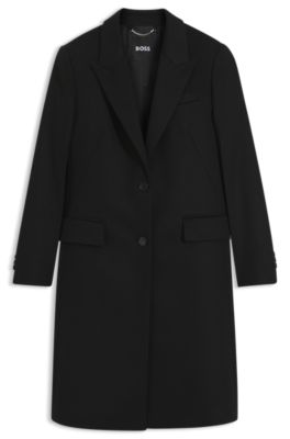 Abrigo recto formal en lana, Negro