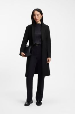 Single-breasted formal wool coat, Black