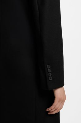 Single-breasted formal wool coat, Black