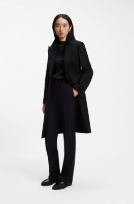 Single-breasted formal wool coat, Black