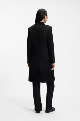 Single-breasted formal wool coat, Black