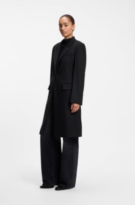 Single-breasted formal wool coat, Light Blue