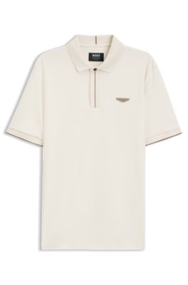 BOSS x ASTON MARTIN polo de algod&oacute;n mercerizado, Blanco