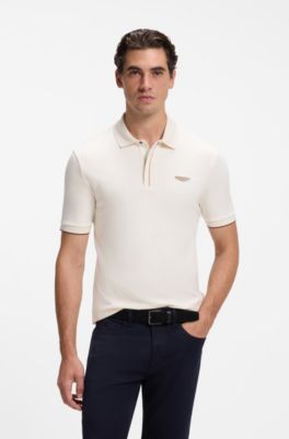 BOSS x ASTON MARTIN polo de algod&oacute;n mercerizado, Blanco