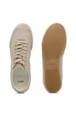 Deportivas de ante con detalles de logo, Beige claro