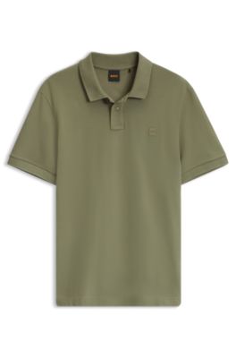 Slim-fit knit polo, Light Green
