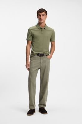 Slim-fit knit polo, Light Green