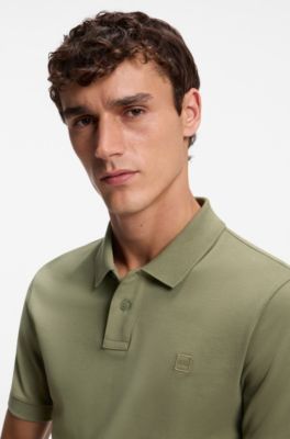 Slim-fit knit polo, Light Green