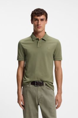 Slim-fit knit polo, Light Green