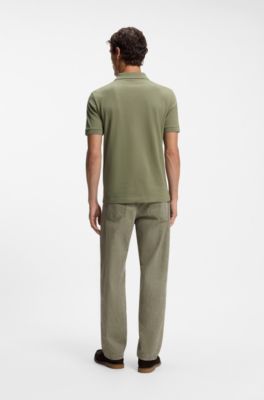Slim-fit knit polo, Light Green