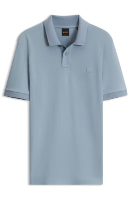 Slim-fit knit polo, Light Blue