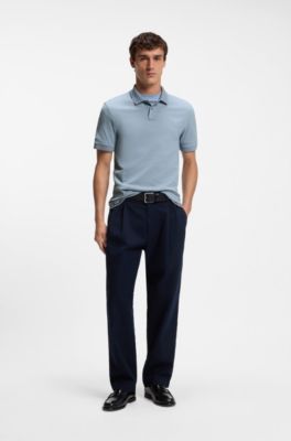 Slim-fit knit polo, Light Blue
