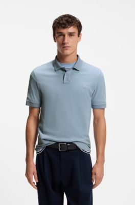 Slim-fit knit polo, Light Blue