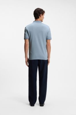 Slim-fit knit polo, Light Blue