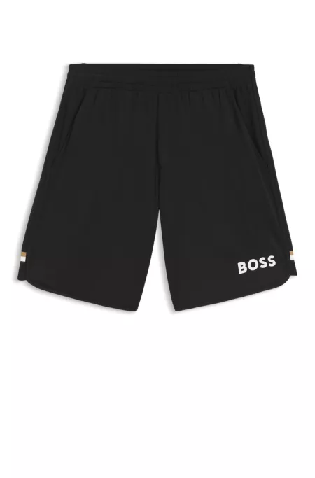 Stretch-jersey logo shorts with hidden drawstring