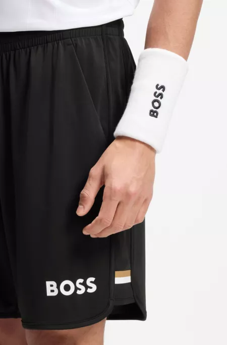 Stretch-jersey logo shorts with hidden drawstring