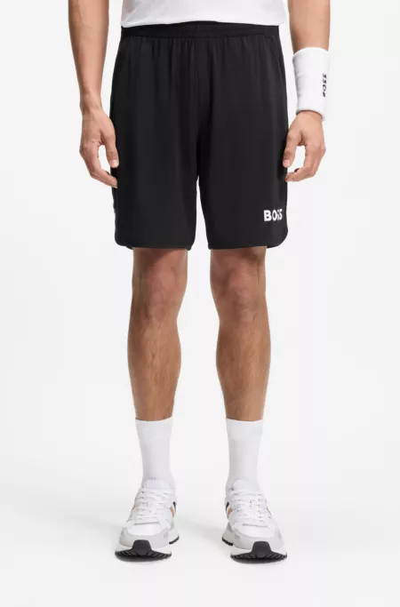 Stretch-jersey logo shorts with hidden drawstring