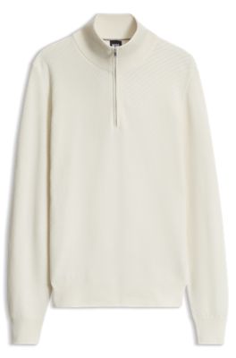 Jersey con cremallera de algod&oacute;n, Blanco