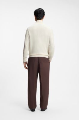 Jersey con cremallera de algod&oacute;n, Blanco
