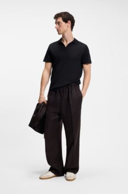 BOSS BY BECKHAM knit polo in virgin wool, Dark Blue
