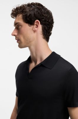 BOSS BY BECKHAM knit polo in virgin wool, Dark Blue