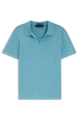 BOSS BY BECKHAM polo en maille en laine vierge, bleu clair