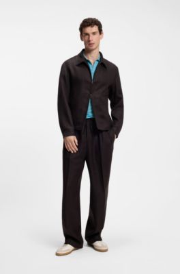 BOSS BY BECKHAM knit polo in virgin wool, Light Blue