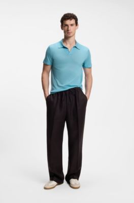 BOSS BY BECKHAM knit polo in virgin wool, Light Blue