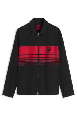 HUGO x RB zippered shirt with bull motif, Black