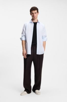 BOSS BY BECKHAM knit T-shirt in virgin wool, Dark Blue