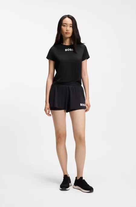 Stretch-jersey T-shirt with tennis artwork