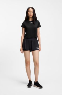Stretch-jersey T-shirt with tennis artwork, Black