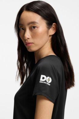 Stretch-jersey T-shirt with tennis artwork, Black