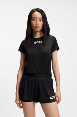 T-shirt en jersey stretch avec motif tennis, Noir