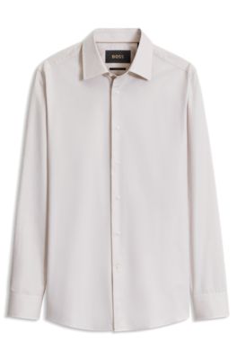 Camisa slim fit de algod&oacute;n, Beige