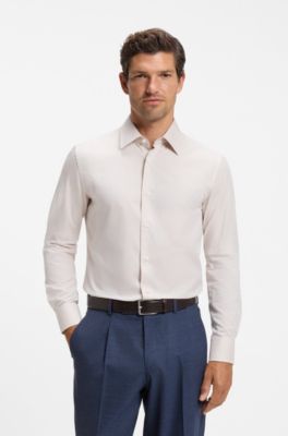 Camisa slim fit de algod&oacute;n, Beige