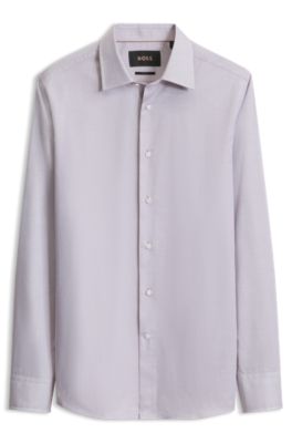Slim-fit cotton shirt, Dark Red
