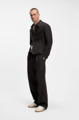 BOSS BY BECKHAM cazadora relaxed fit de lino, Marr&oacute;n oscuro