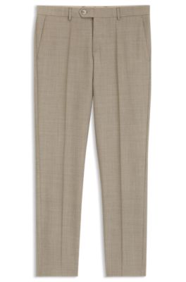 BOSS BY BECKHAM slim-fit suit pants in virgin wool, Light Beige