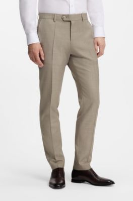 BOSS BY BECKHAM slim-fit suit pants in virgin wool, Light Beige